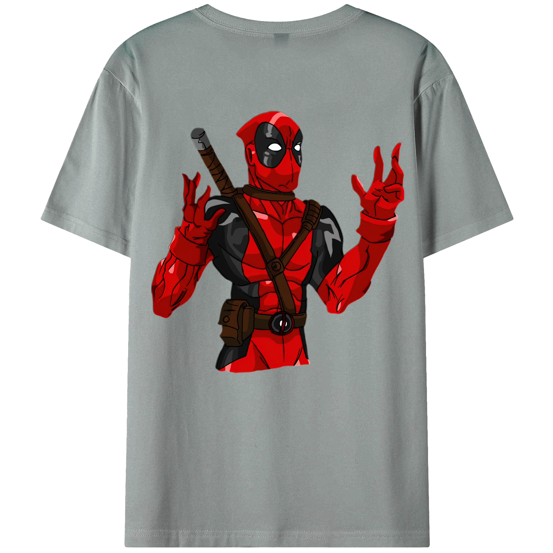 （画像用） Deadpool デッドプール 綿100％ メンズ半袖Tシャツ（バックプリント） 通気性